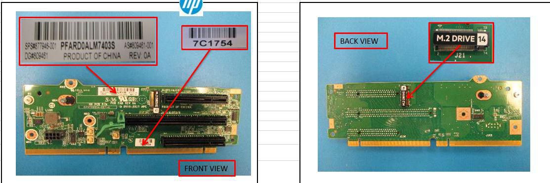 HP DL380 Gen10 PCIE 2x8 1x16 M.2 Riser Card
