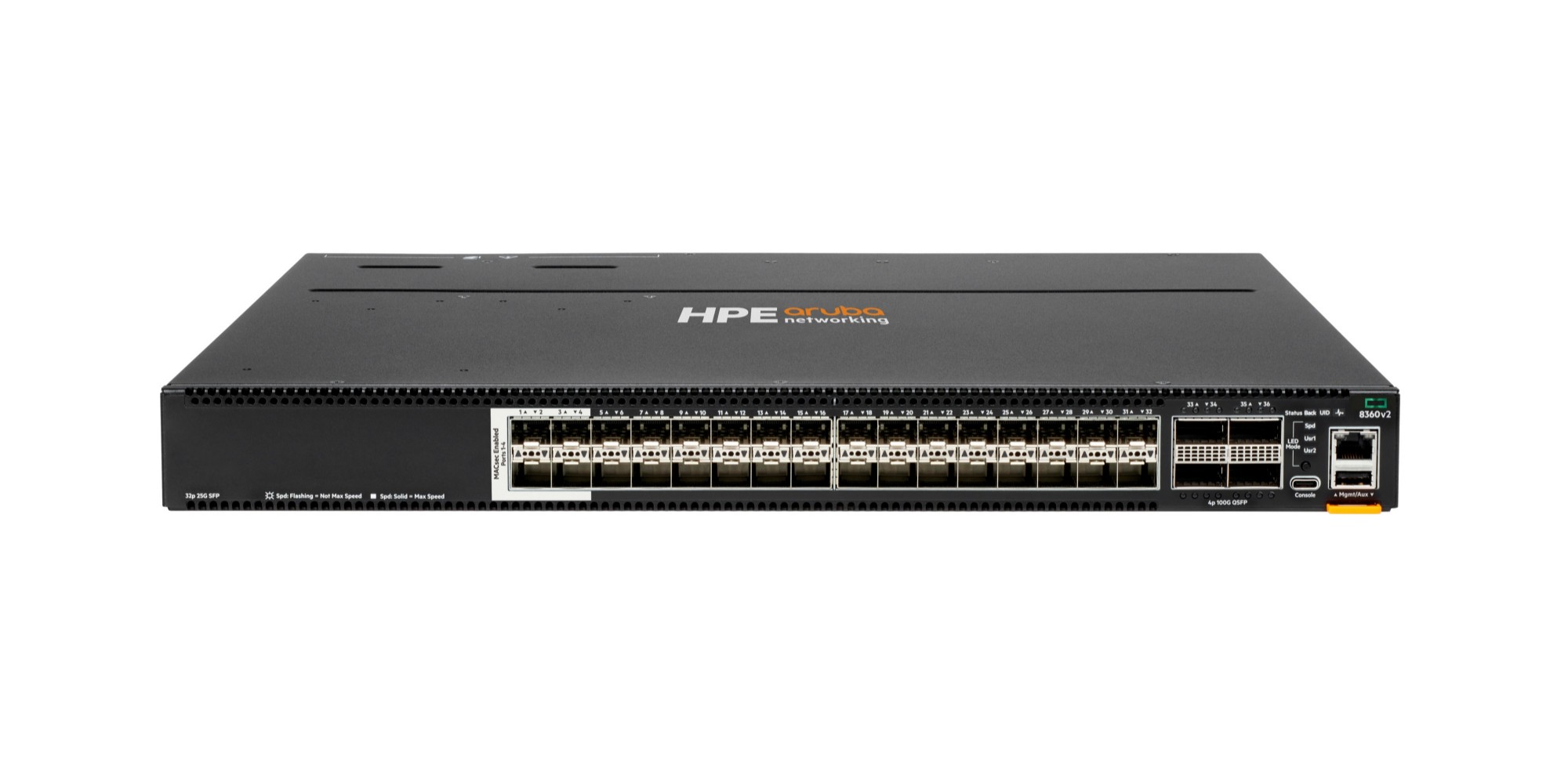 HPE Aruba Networking CX 8360-32Y4C v2 32p 25G SFP/+/28 4 Sec 4p 100G QSFP+/28 FB 3 Fans 2 AC Bdl