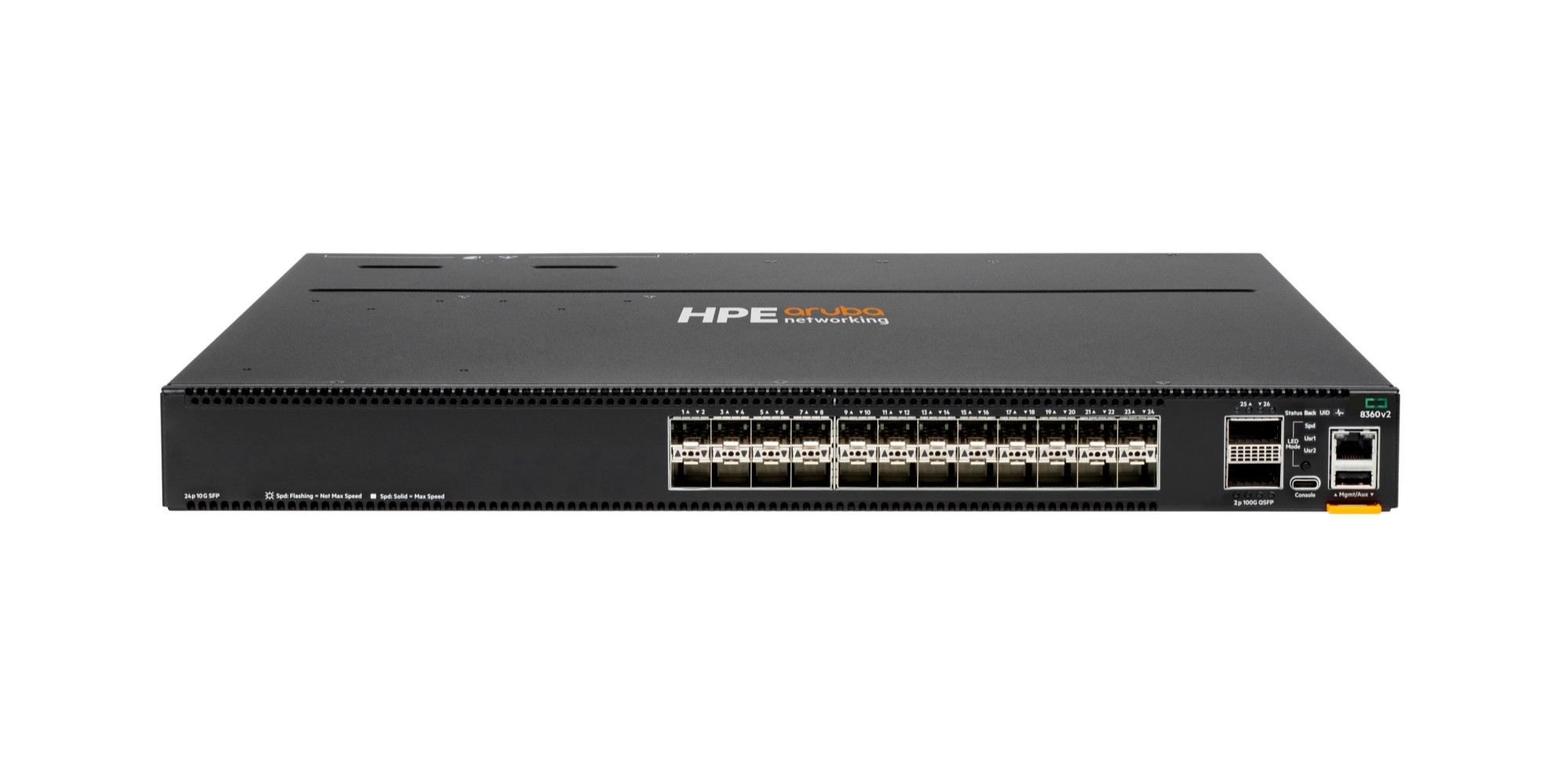 HPE Aruba Networking CX 8360-24XF2C v2 24p 10G SFP+ 2p 100G QSFP28 FB 3 Fans 2AC Bundle