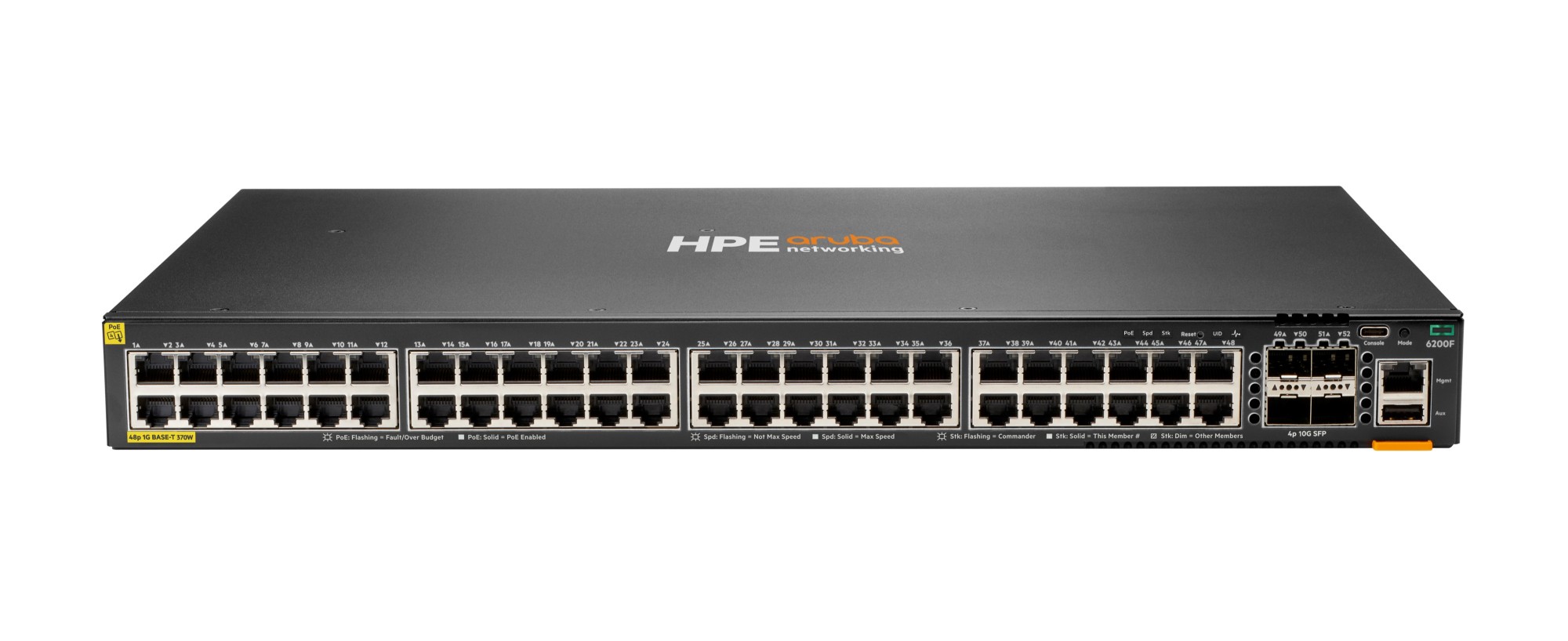HPE Aruba Networking CX 6200F 48G Class-4 PoE 4SFP+ 370W Switch