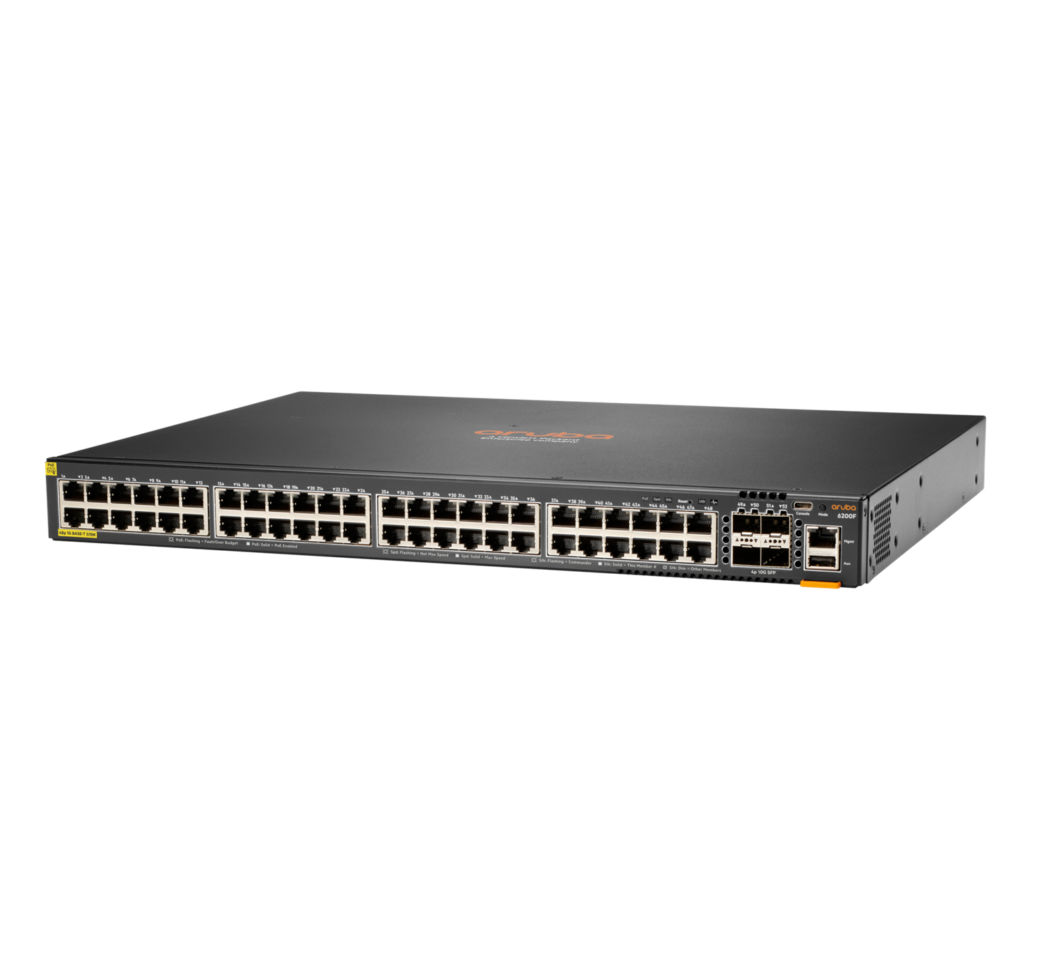 HPE Aruba Networking CX 6200F 48G Class4 PoE 4SFP+ 370W Managed L3 Gigabit Ethernet (10/100/1000) Power over Ethernet (PoE) 1U