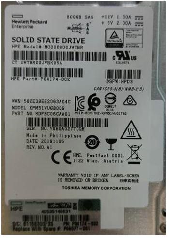 HPE SSD 800GB SFF SAS MU DS SC