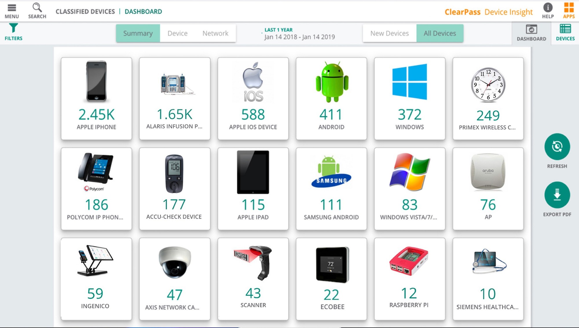 HPE Aruba Networking ClearPass Device Insight New License for 1000 Devices for 3-year E-STU