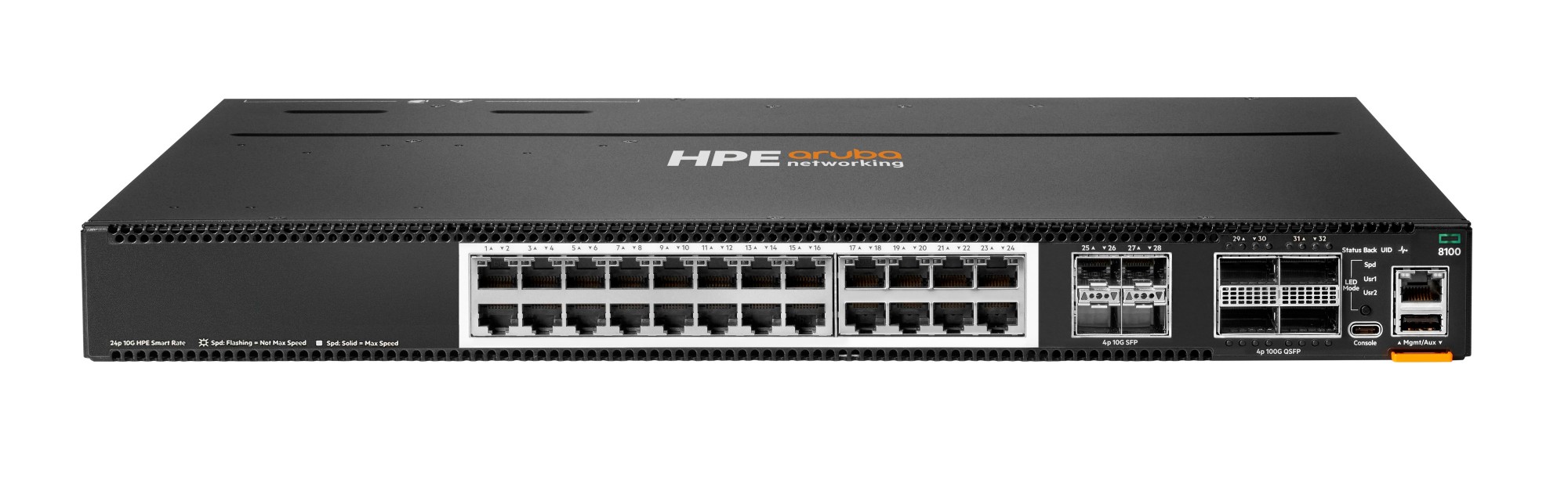 HPE Aruba Networking CX 8100 24x10G Base-T 4x10G SFP+ 4x40/100G QSFP28 FB 3Fan 2AC PSU Sw Bdl
