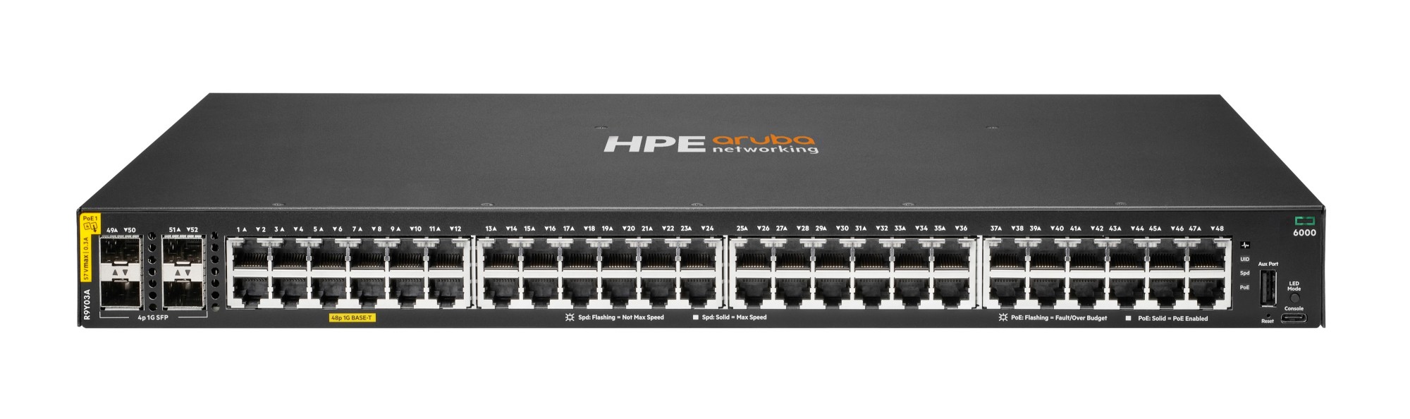 HPE Aruba Networking CX 6000 48G Class4 PoE 4SFP 740W Switch