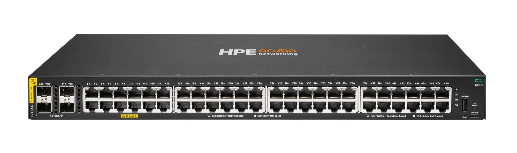 HPE Aruba Networking CX 6100 48G Class4 PoE 4SFP+ 740W Switch