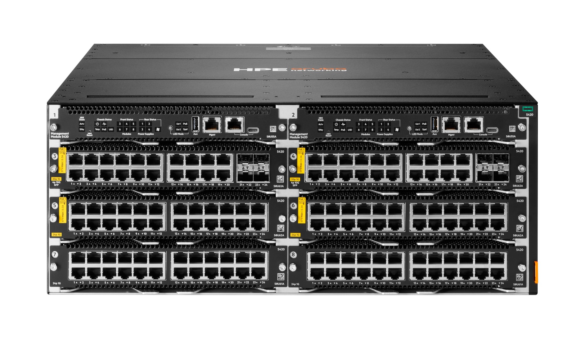 HPE Aruba Networking CX 5420 20p 10M/100M/1G Class4 PoE 4p SFP+ 1G/10G LRM Module