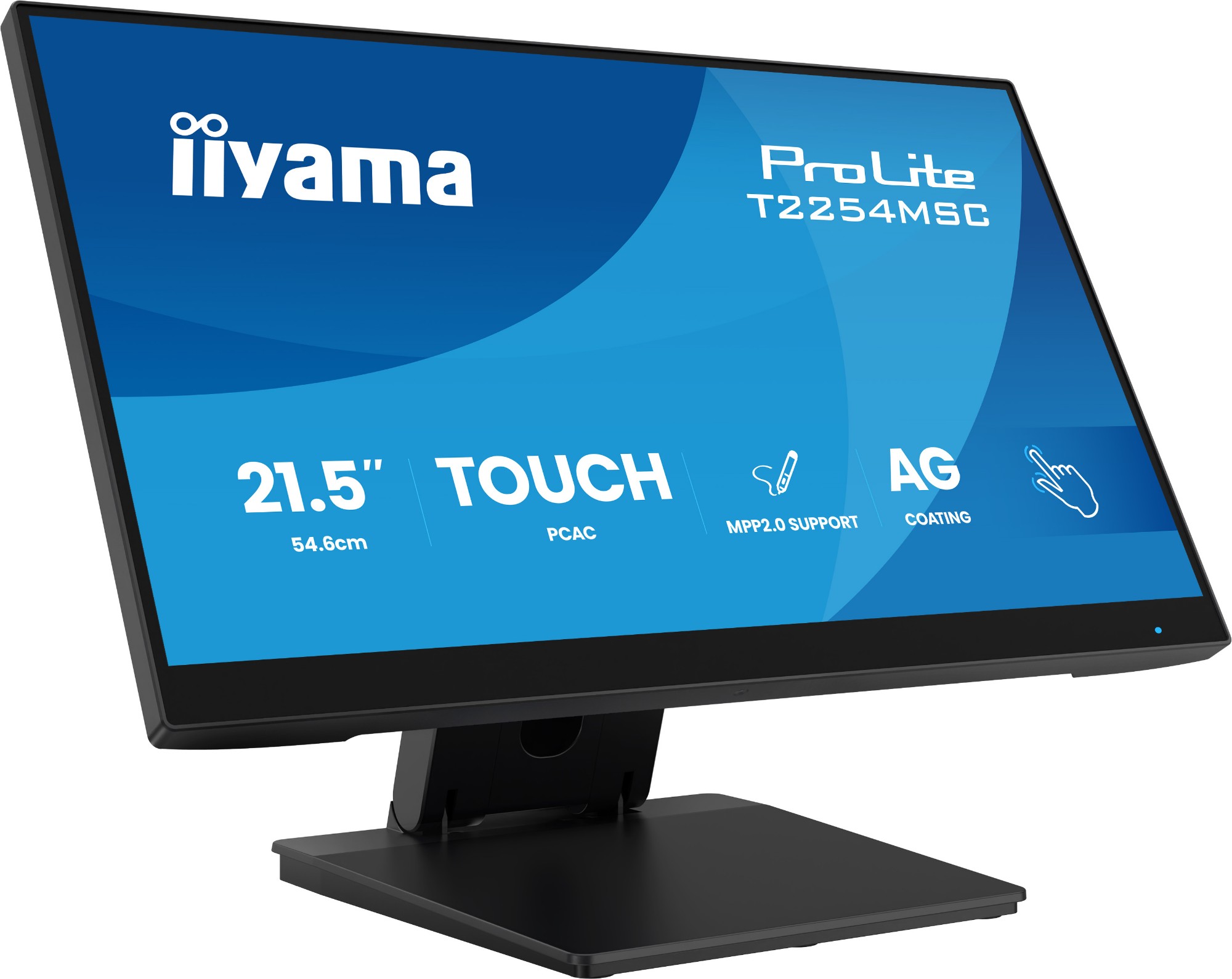 iiyama 21.5” Optical Bonded PCAP 10pt touchscreen monitor featuring IPS panel technology, Anti Glare coating, active stylus support (MPP 2.0) and edge-to-edge glass