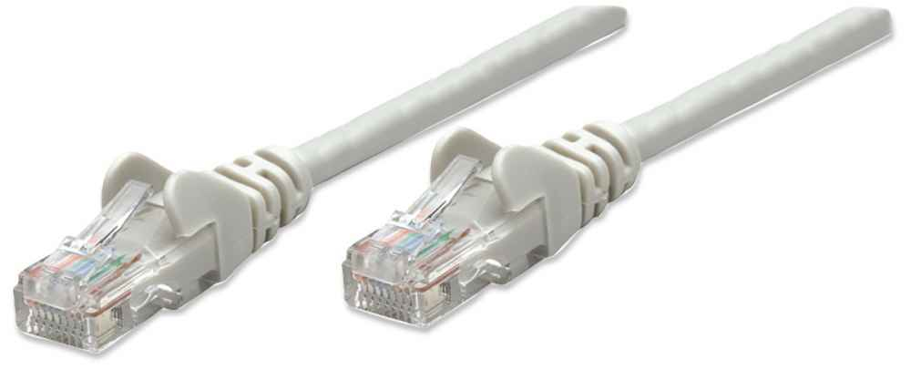Intellinet Network Patch Cable, Cat5e, 1m, Grey, CCA, U/UTP, PVC, RJ45, Gold Plated Contacts, Snagless, Booted, Lifetime Warranty