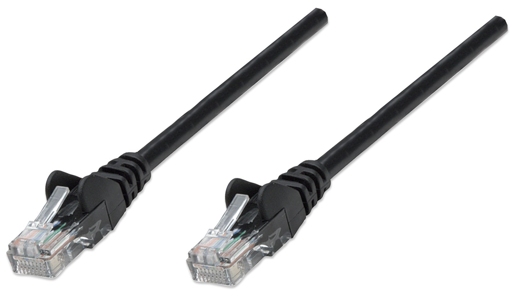 Intellinet Network Patch Cable, Cat5e, 1m, Black, CCA, U/UTP, PVC, RJ45, Gold Plated Contacts, Snagless, Booted, Lifetime Warranty