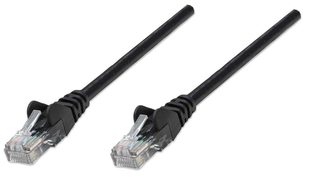 Intellinet Network Patch Cable, Cat5e, 3m, Black, CCA, U/UTP, PVC, RJ45, Gold Plated Contacts, Snagless, Booted, Lifetime Warranty