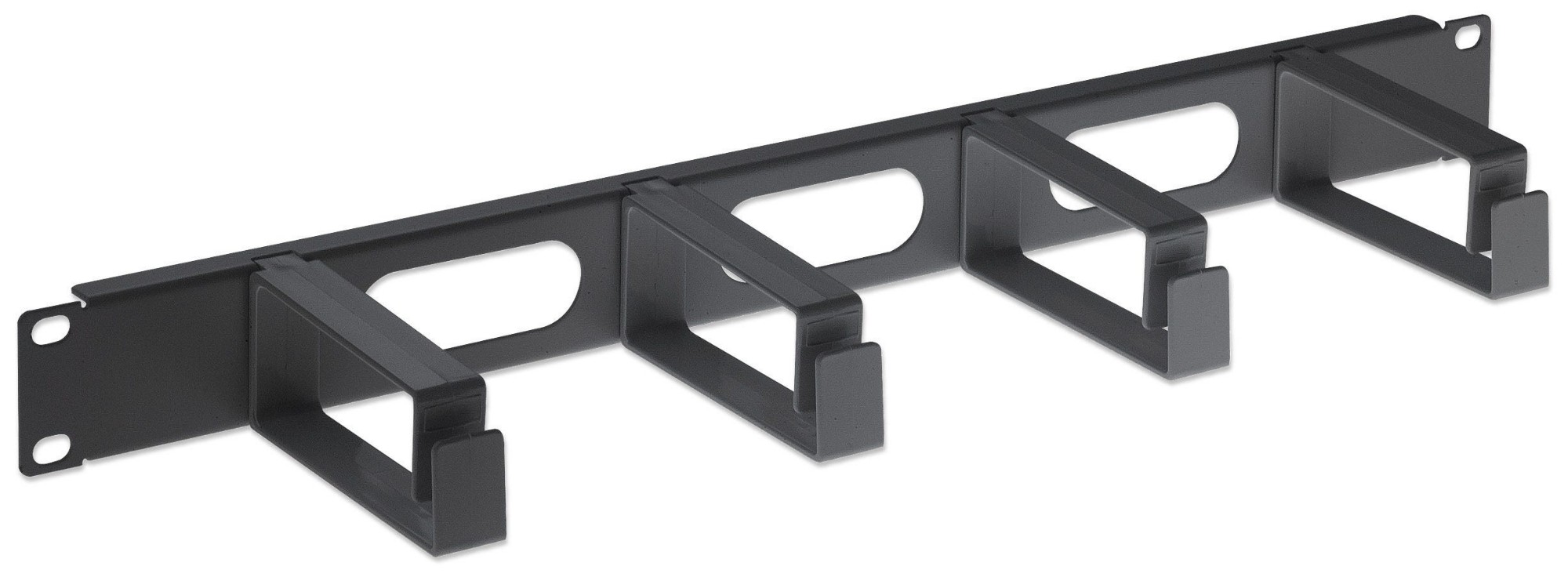 Intellinet 19" Cable Management Panel, 1U, 4 long plastic rings, Black