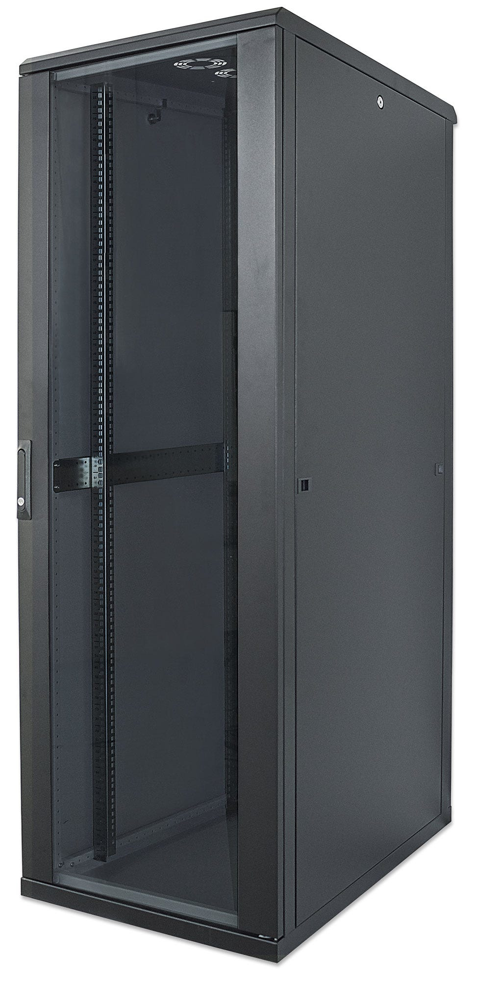 Intellinet 19" Network Cabinet - Free Standing, 32U, 600x600mm (width x depth), Black, Flatpack, Max 1500kg, Multi-Point Door Lock, One Lock Per Side Panel, Usable Depth 123 to 373mm, IP20 rated, Rack, Steel