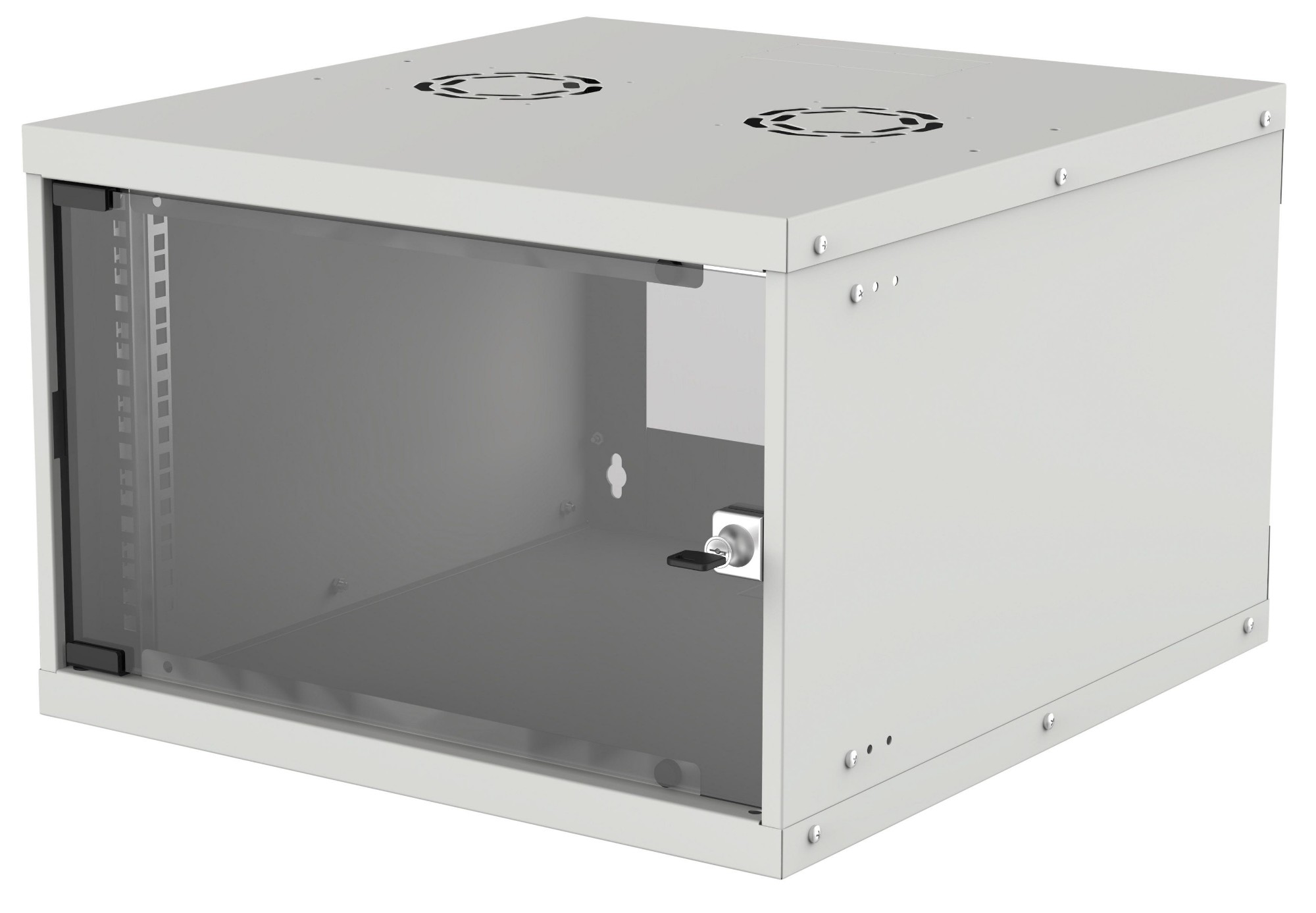 Intellinet 19" Network Cabinet - Wall Mount (Basic), 6U, 560mm Deep, Grey, Flatpack, Max 50kg, Usable Depth 500mm, Glass Door, Rack, Parts for wall installation (eg screws and rawl plugs) not included