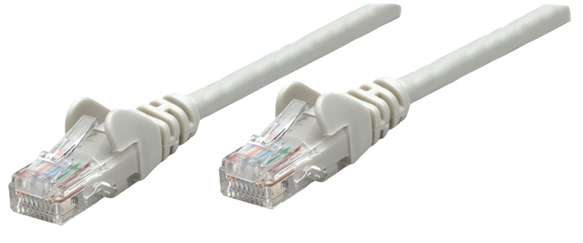 Intellinet Network Patch Cable, Cat6, 0.25m, Grey, Copper, U/UTP, PVC, RJ45, Gold Plated Contacts, Snagless, Booted, Lifetime Warranty