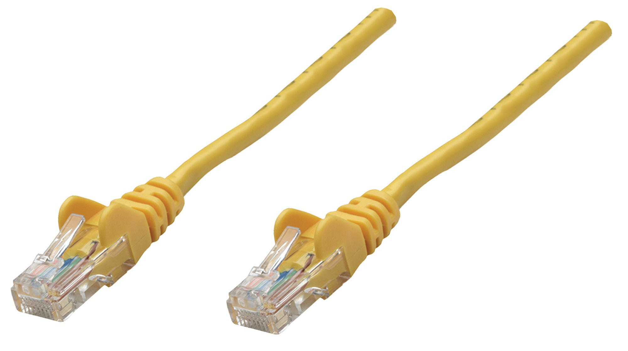 Intellinet Network Patch Cable, Cat6, 0.25m, Yellow, Copper, U/UTP, PVC, RJ45, Gold Plated Contacts, Snagless, Booted, Lifetime Warranty