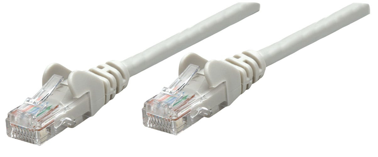 Intellinet Network Patch Cable, Cat6, 0.25m, Grey, CCA, U/UTP, PVC, RJ45, Gold Plated Contacts, Snagless, Booted, Lifetime Warranty