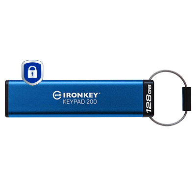 Kingston Technology IronKey 128GB Keypad 200, FIPS 140-3 Lvl 3 AES-256 Hardware Encrypted
