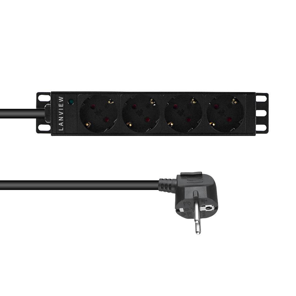 Lanview 10ï¿½ï¿½ 4-way Schuko outlets