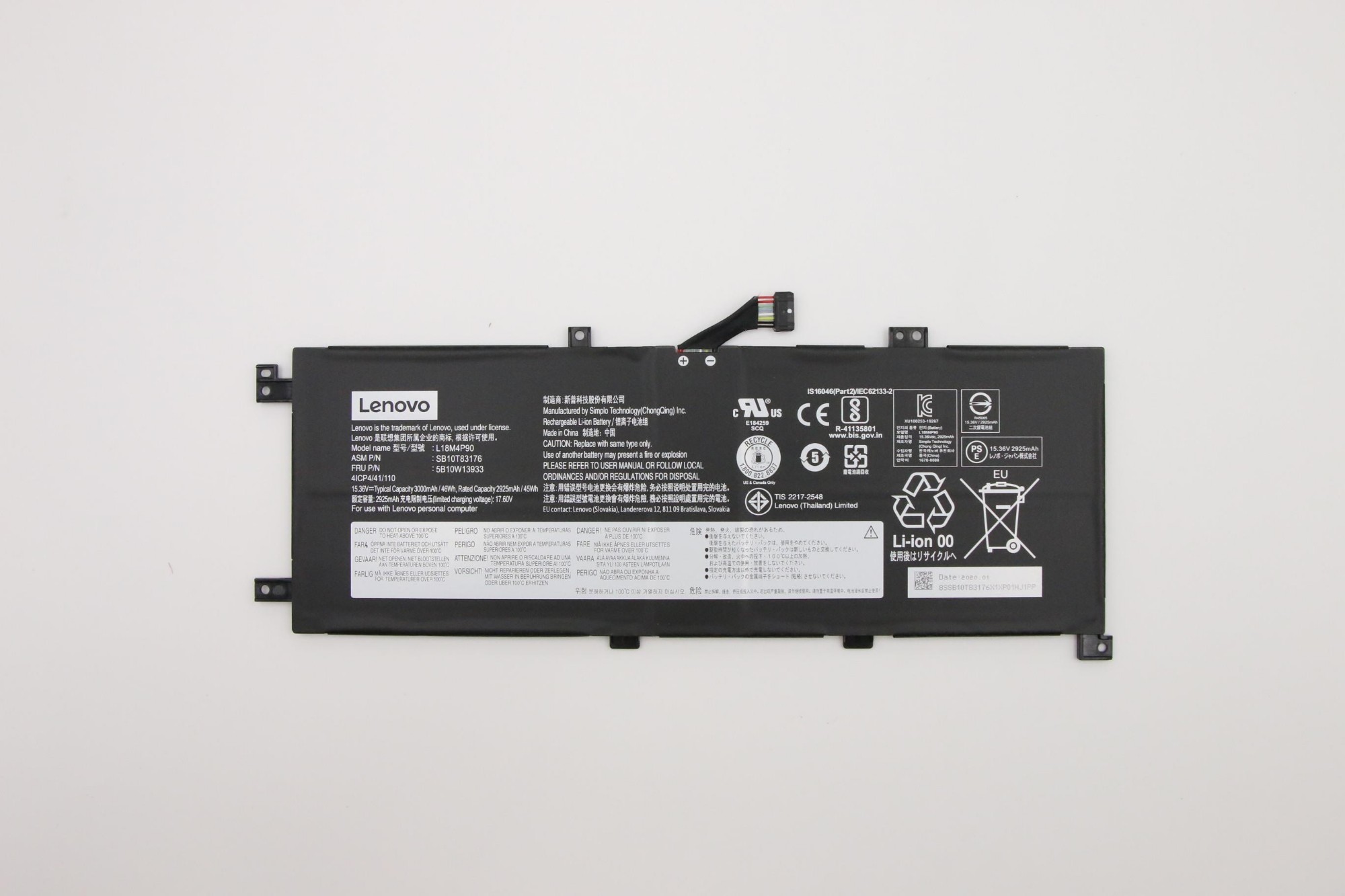 Lenovo 5B10W13933 laptop spare part Battery