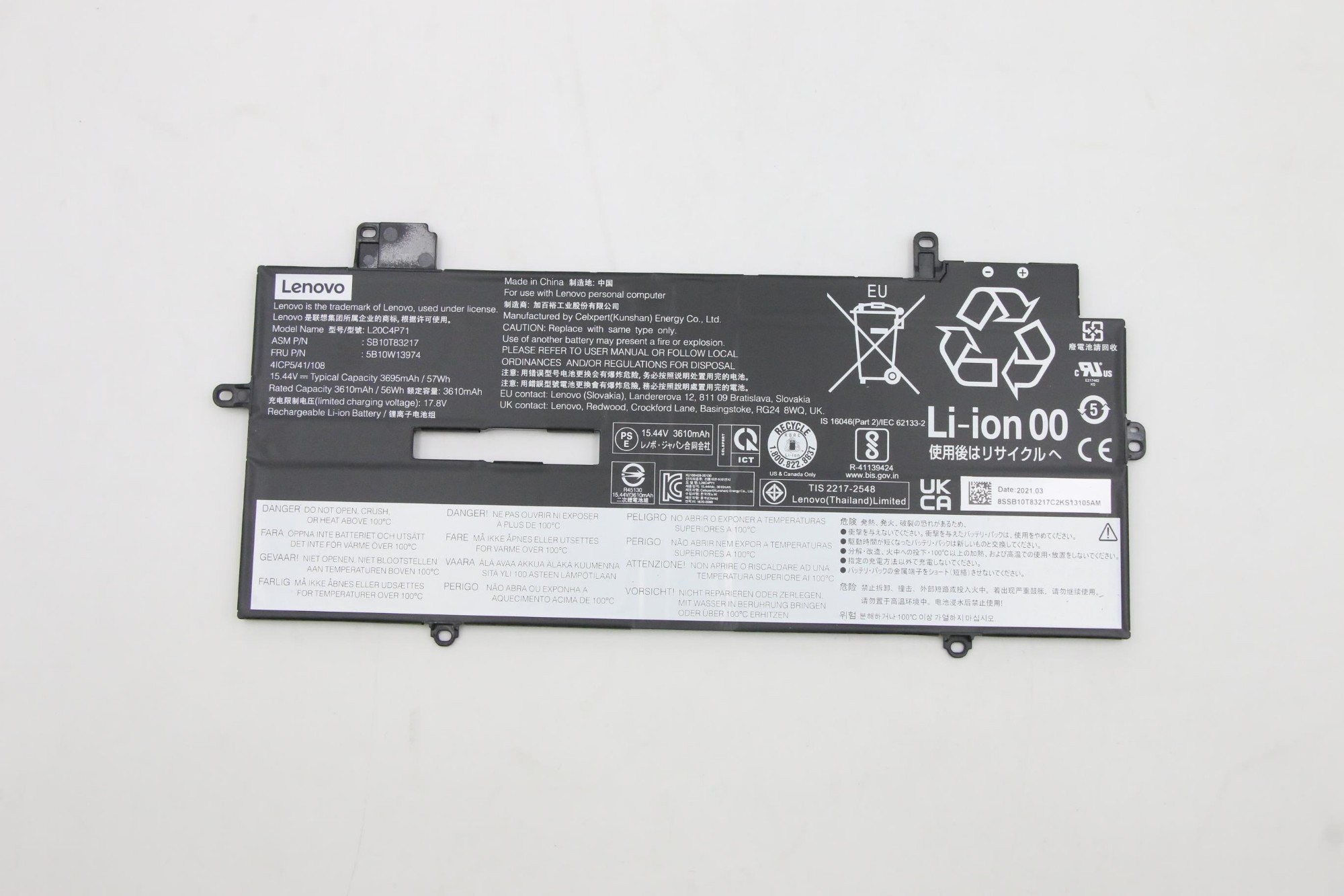 Lenovo 5B10W13974 laptop spare part Battery