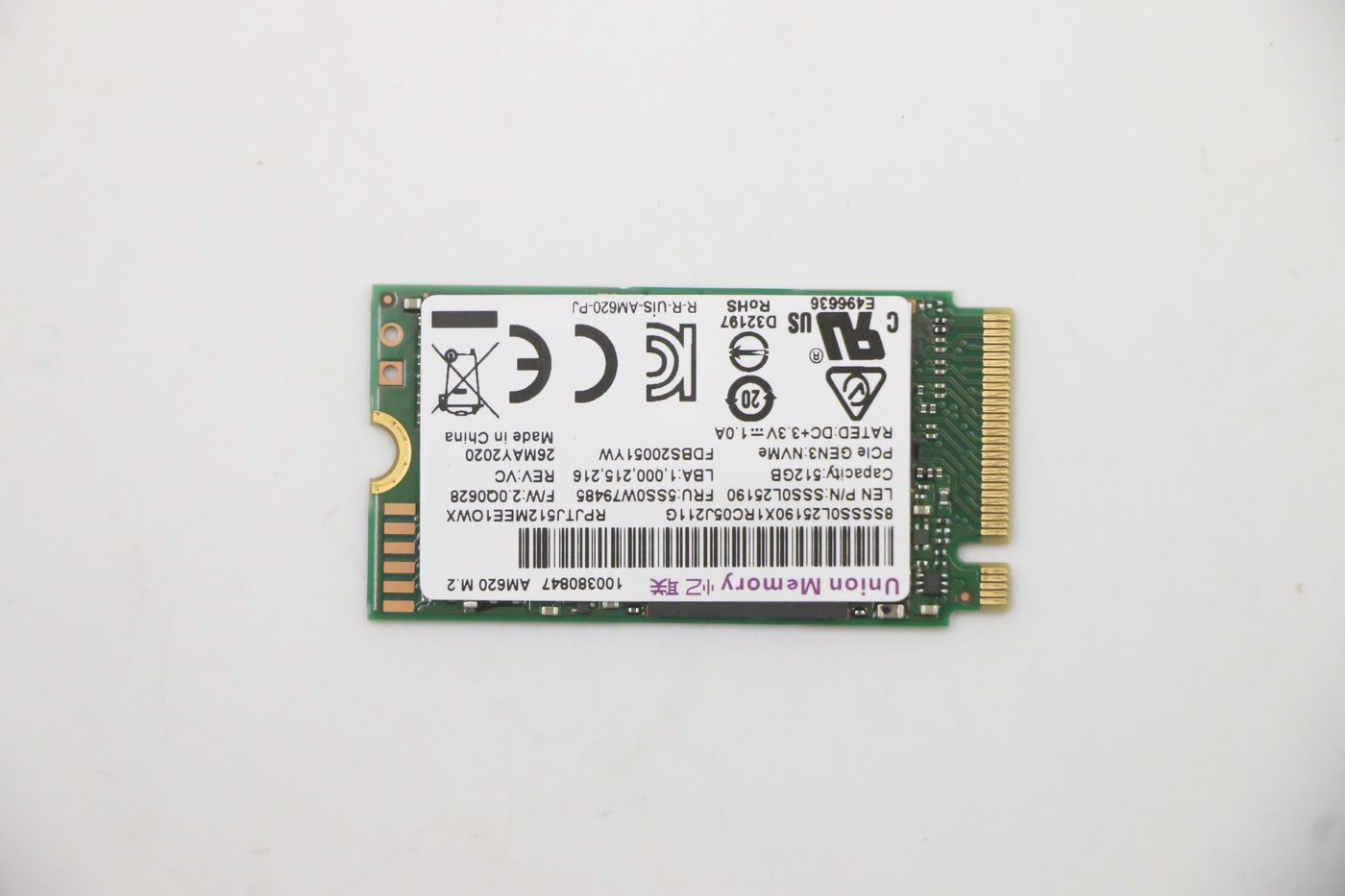 Lenovo 512G,M.2,2242,PCIe3x4,UM,STD
