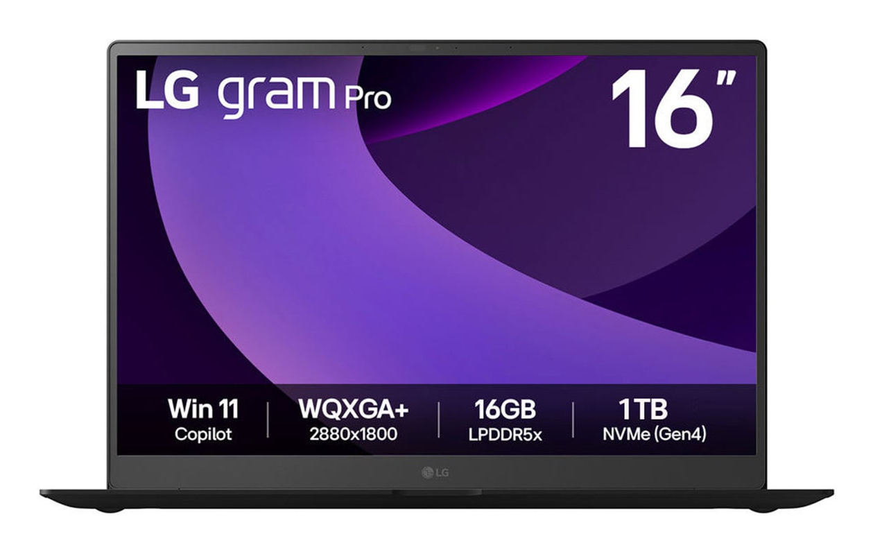 LG Gram Pro 16Z90TP-K.AA78A1 laptop Intel Core Ultra 7 225H 40.6 cm (16") WQXGA+ 16 GB LPDDR5x-SDRAM 1 TB SSD Wi-Fi 7 (802.11be) Windows 11 Home UK English Black