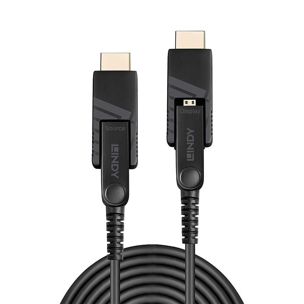 Lindy 50m Fibre Optic Hybrid Micro-HDMI 18G Cable with Detachable HDMI and DVI Connectors