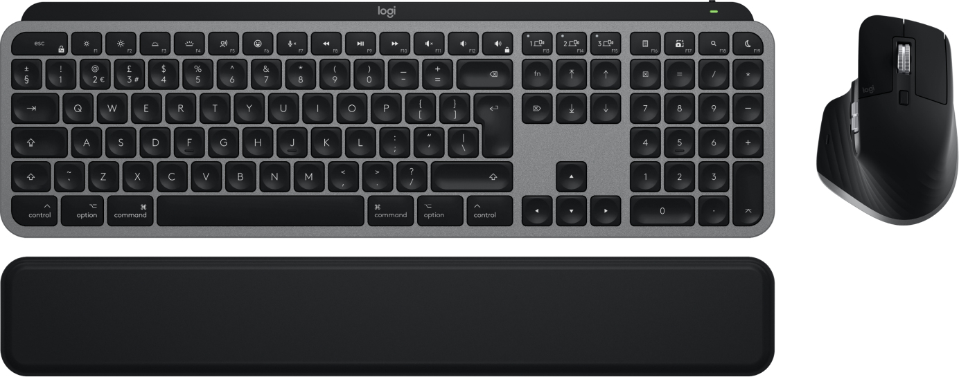 Logitech Master MX Keys S Combo for Mac keyboard Mouse included Home/Office RF Wireless + Bluetooth QWERTY UK English Aluminium, Black
