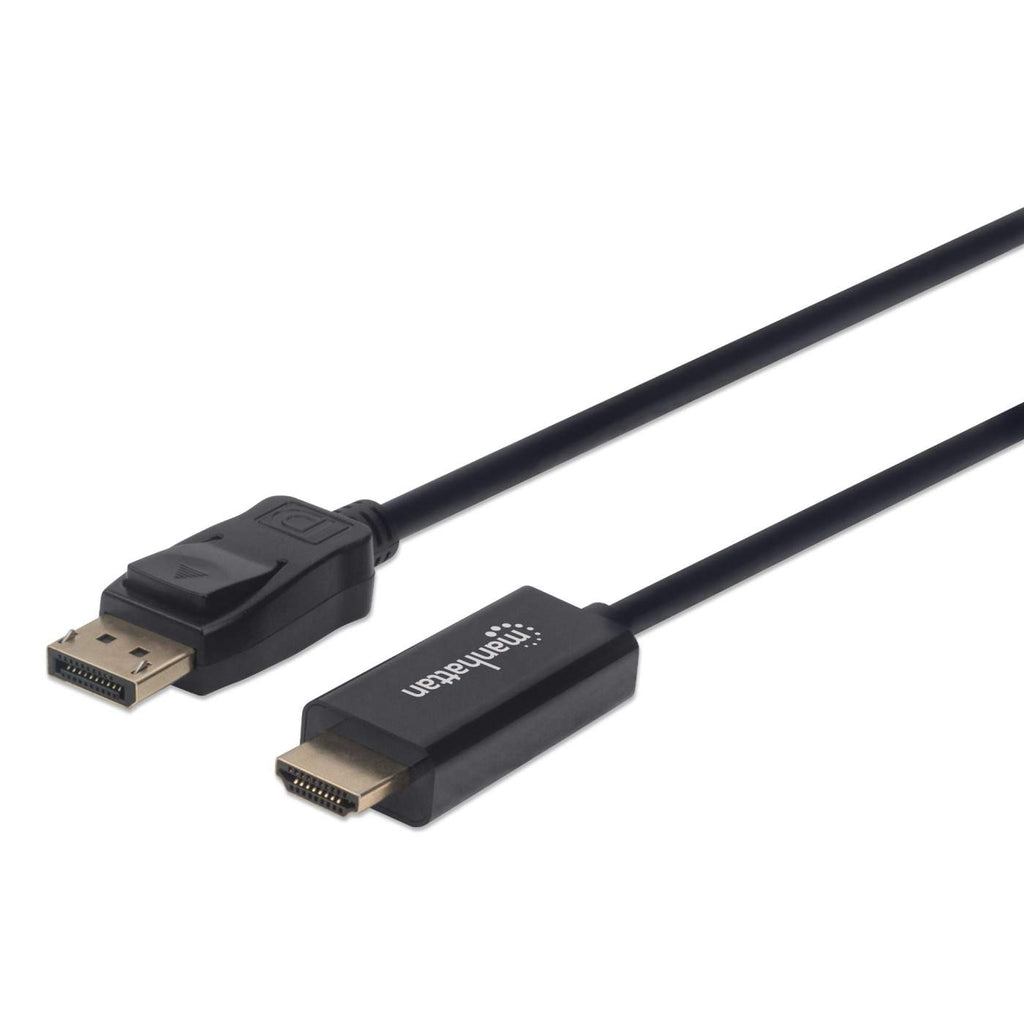 Manhattan DisplayPort 1.1 to HDMI Cable, 1080p@60Hz, 1m, Male to Male, DP With Latch, Black, Not Bi-Directional, Three Year Warranty