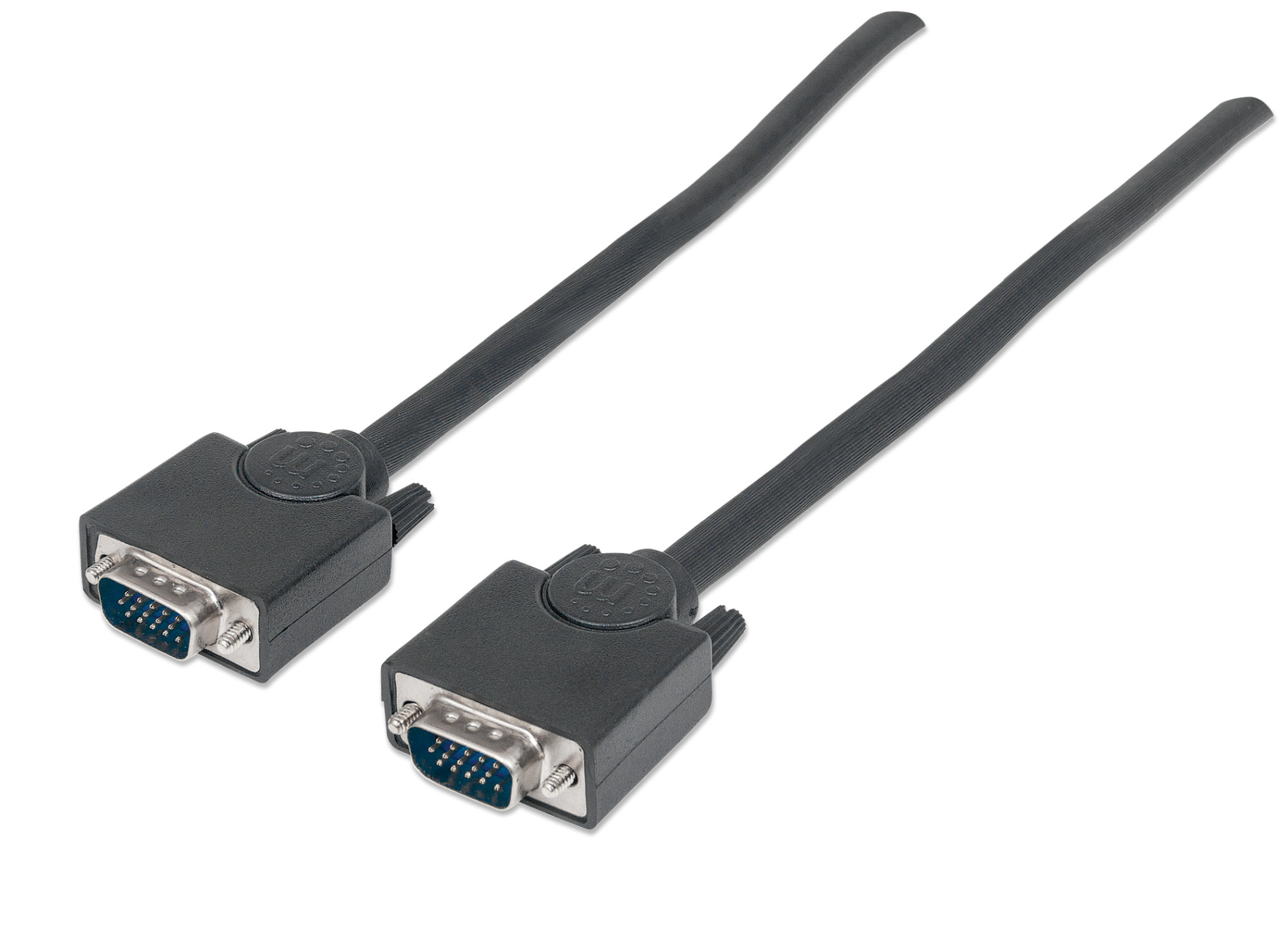 Manhattan VGA Monitor Cable, 1.8m, Black, Male to Male, HD15, Cable of higher SVGA Specification (fully compatible), Fully Shielded, Lifetime Warranty