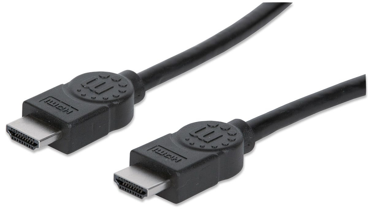 Manhattan HDMI 4K@30Hz Cable with Ethernet, 1m, Male to Male, Black, Ultra HD 4k x 2k, Fully Shielded, Gold Plated Contacts, Lifetime Warranty, High Speed, Equivalent to HDMM1MHS