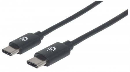 Manhattan USB-C to USB-C Cable, 50cm, Male to Male, Black, 480 Mbps (USB 2.0), Hi-Speed USB, Lifetime Warranty, Equivalent to USB2CC50CM