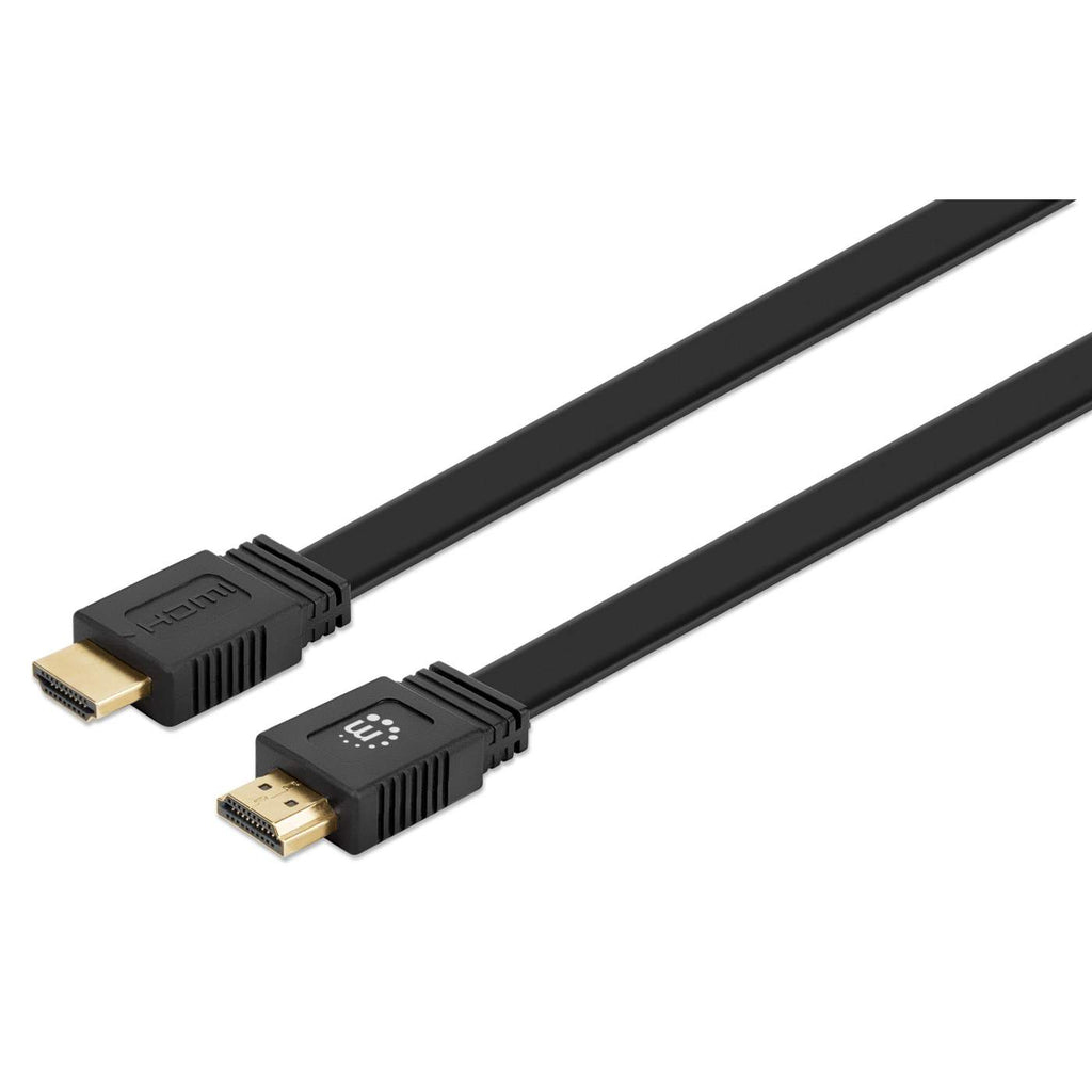 Manhattan HDMI 4K@60Hz Cable with Ethernet - Flat, 3m, Male to Male, Black, Ultra HD 4k x 2k, Fully Shielded, Gold Plated Contacts, Lifetime Warranty, Premium High Speed