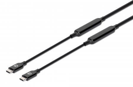 Manhattan USB-C to USB-C Cable, 3m, Active, Male to Male, Black, 10 Gbps (USB 3.2 Gen2 aka USB 3.1), 3A (fast charging), SuperSpeed+ USB, Lifetime Warranty