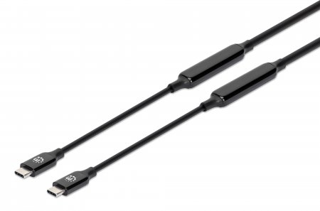 Manhattan USB-C to USB-C Cable, 5m, Active, Male to Male, Black, 10 Gbps (USB 3.2 Gen2 aka USB 3.1), 3A (fast charging), SuperSpeed+ USB, Lifetime Warranty