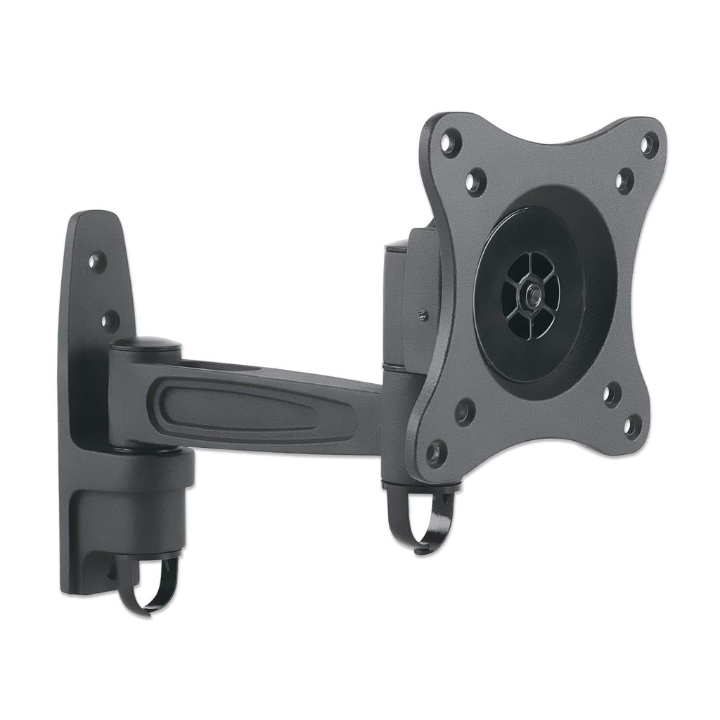 Manhattan Wall Mount for TV & Monitors (Tilt and Swivel 2 pivots), For screens 13" to 27", VESA compatability: 75x75mm and 100x100mm - check the dimensions of the four mounting holes on back of screen to ensure it fits, Max 15kg, Black, Bracket