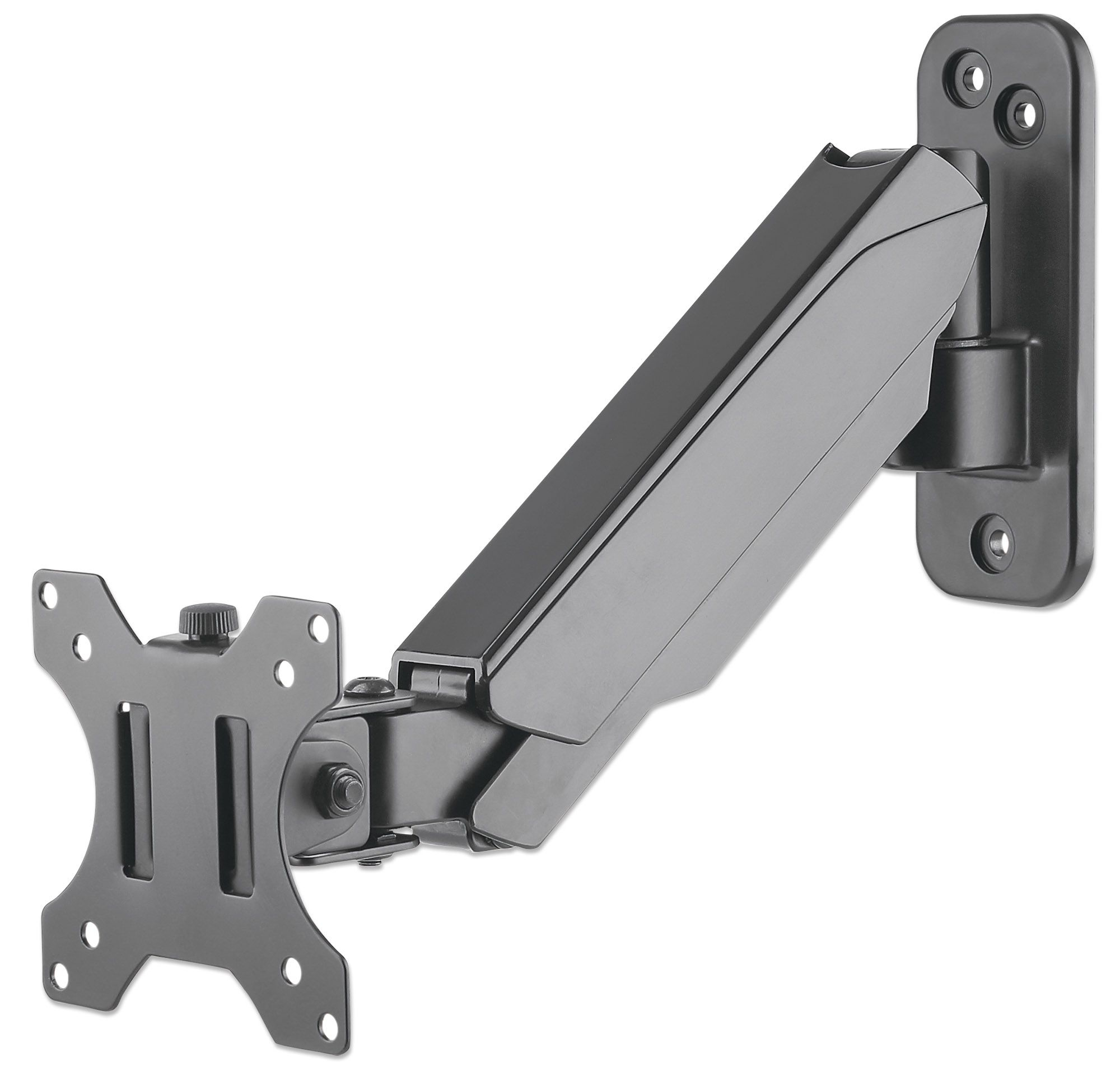 Manhattan Wall Mount for TV & Monitors (Spring Arm 2 pivots), For screens 17" to 32", VESA compatability: 75x75mm and 100x100mm - check the dimensions of the four mounting holes on back of screen to ensure it fits, Max 8kg, Black, Bracket, Lifetime Warran