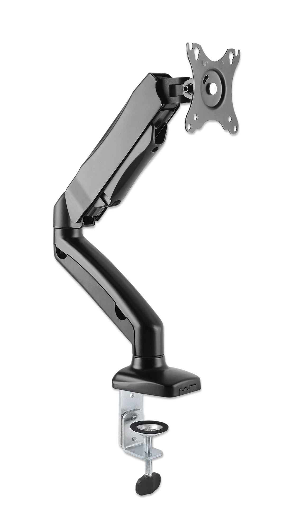 Manhattan Desk Mount for TV & Monitors (Full Motion Spring), For screens 13" to 27", C-Clamp or Grommet Assembly, VESA compatability: 75x75mm and 100x100mm - check the dimensions of the four mounting holes on back of screen to ensure it fits, Max 9kg, Bla