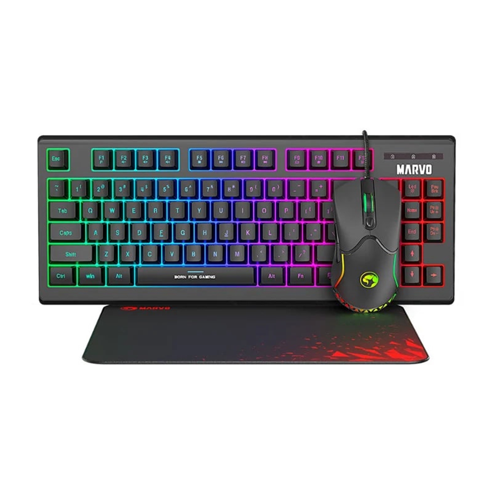 MARVO Scorpion CM310 Loot 30 3 in 1 RGB Wired Gaming UK Layout TKL Keyboard, Mouse and Mat Bundle (Black)