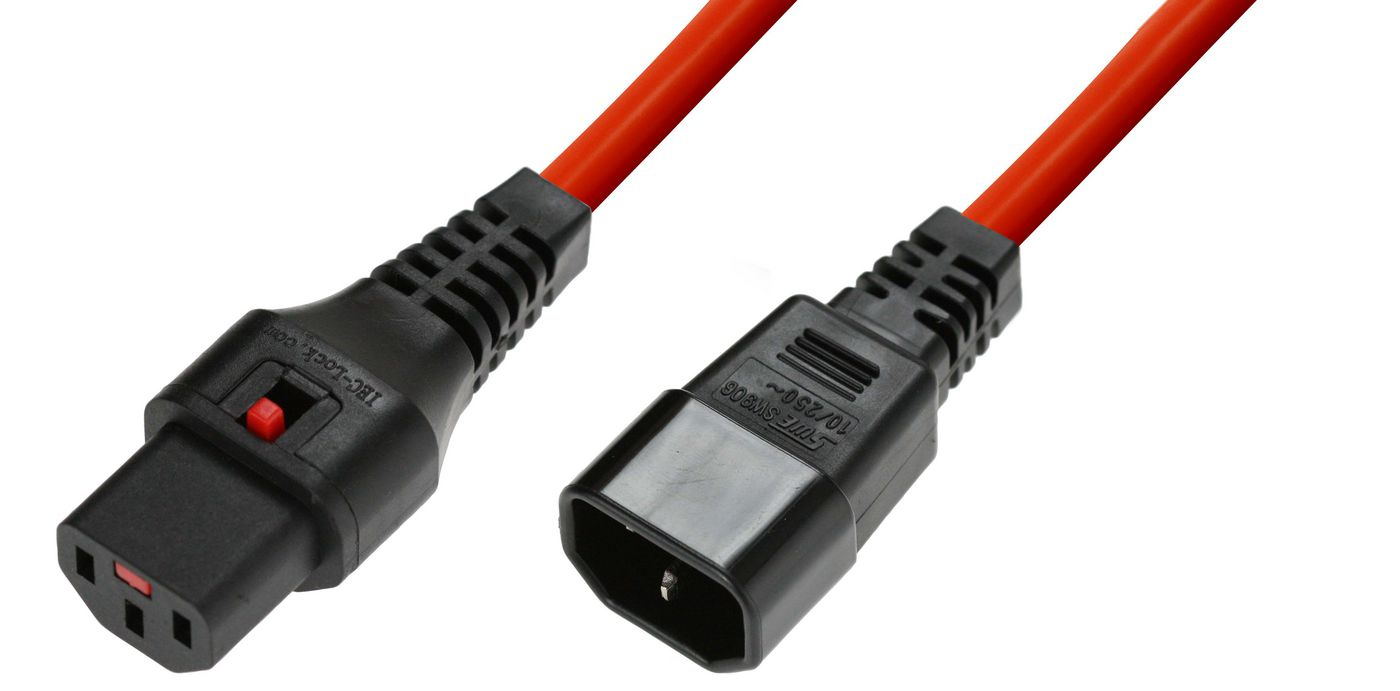 Microconnect MC-C13C14LOCK-0.5M power cable Red C13 coupler C14 coupler