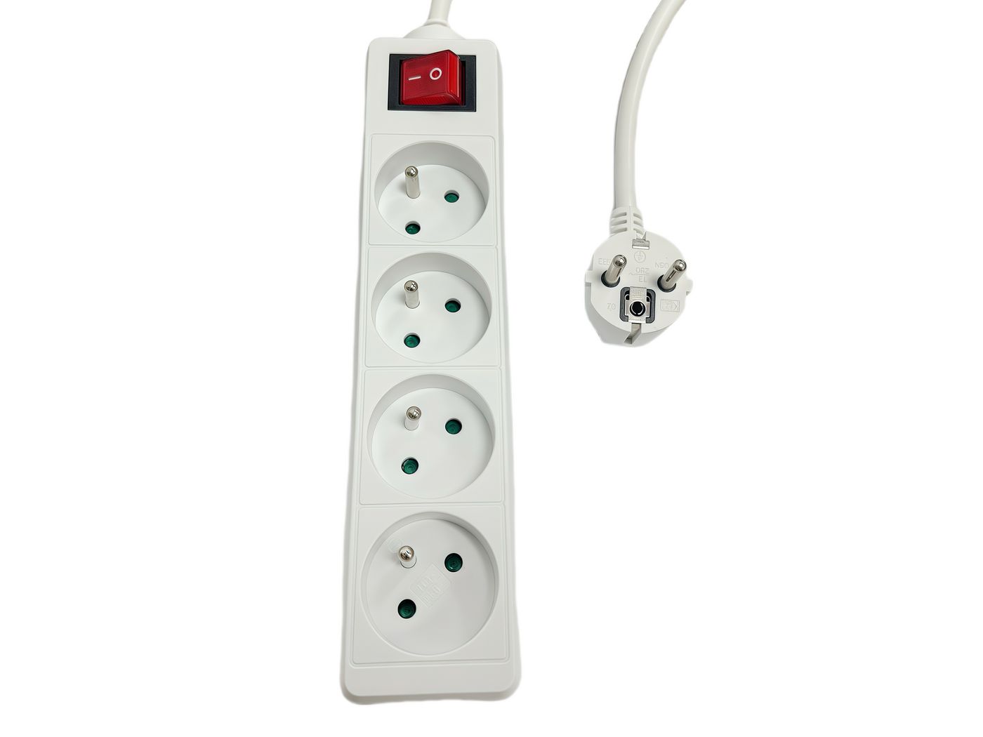 Microconnect 4-way Power Strip on/off