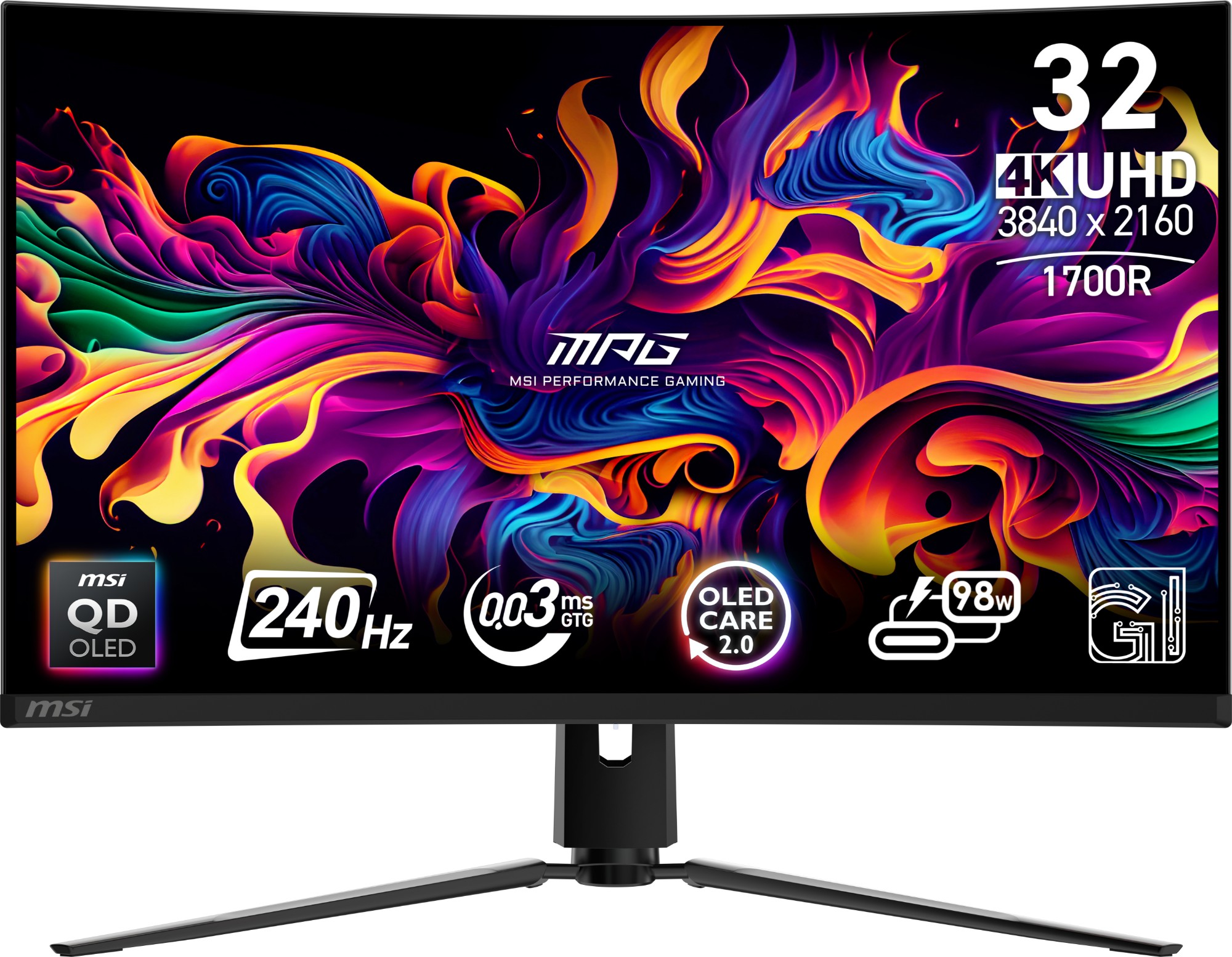 MSI MPG 321CURX QD-OLED computer monitor 80 cm (31.5") 3840 x 2160 pixels 4K Ultra HD Black
