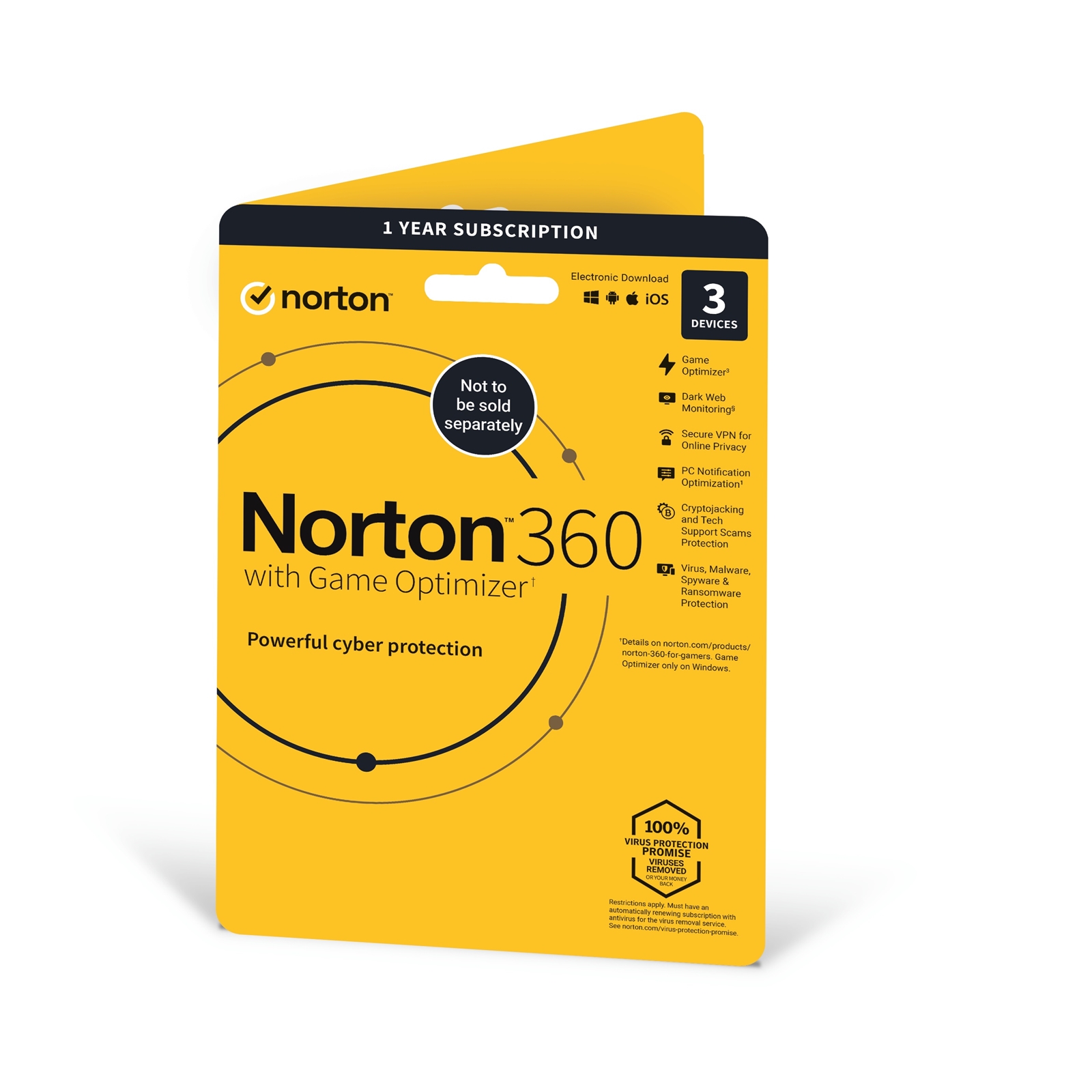 Norton 360 Soft Box with Game Optimiser, 1x 3 Device, 1 Year Licence - 50GB Cloud Storage, AI Scam Detector - PC, Mac, iOS & Android *Non-enrolment*