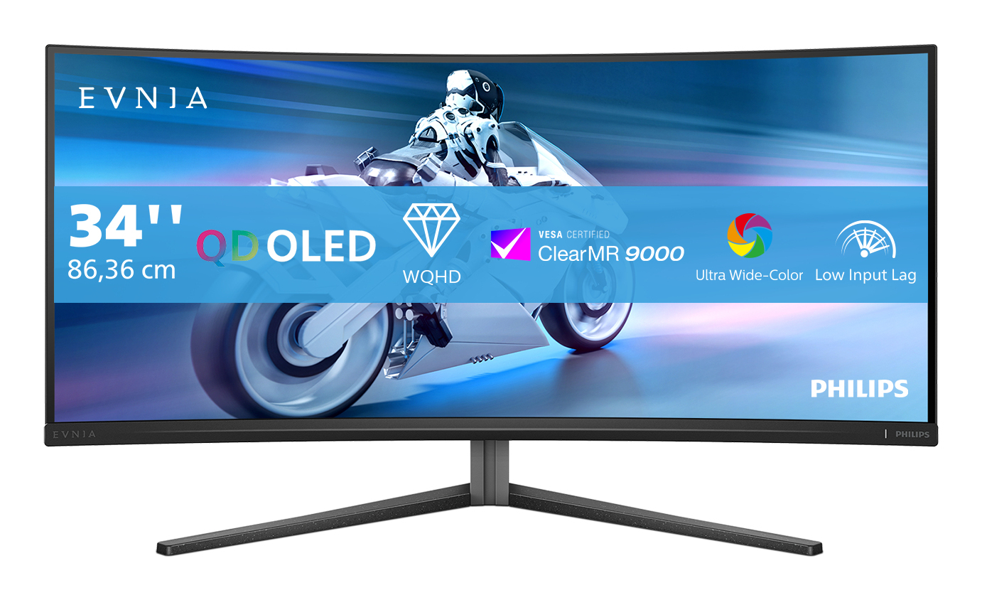 Philips Evnia 34M2C6500/00 computer monitor 86.4 cm (34") 3440 x 1440 pixels Wide Quad HD QD-OLED Grey