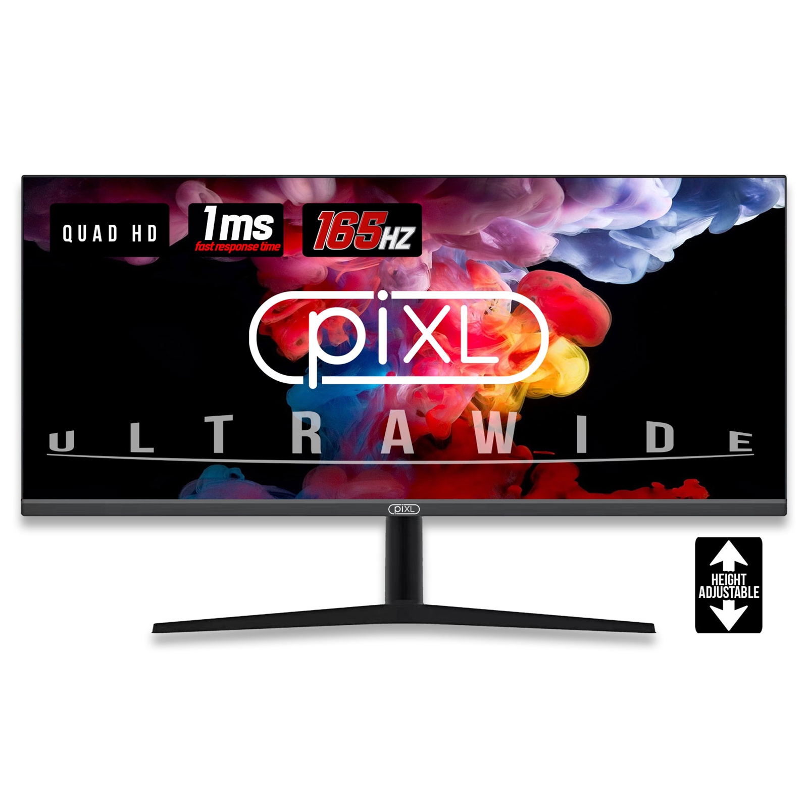 PIXL 34-inch UWQHD UltraWide 165Hz Gaming Monitor with 100% sRGB Colour Gamut, Quad HD 3440 x 1440 IPS Panel & 1ms Response Time, 3 Year Warranty & Speakers