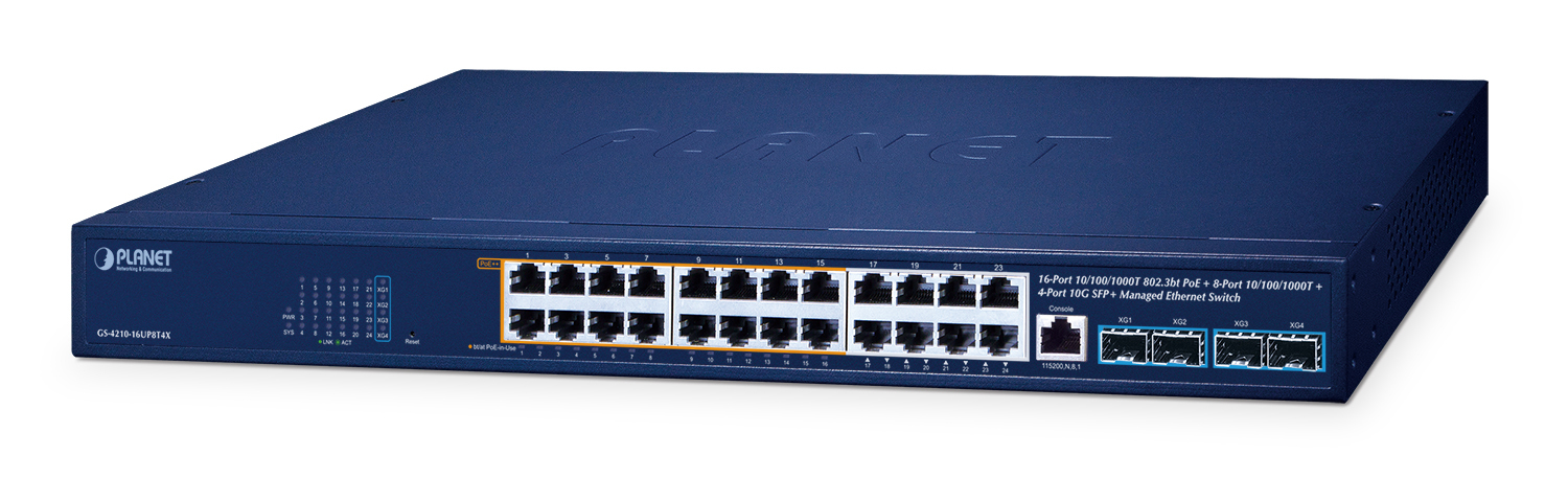 PLANET GS-4210-16UP8T4X network switch Managed L2/L4 Gigabit Ethernet (10/100/1000)