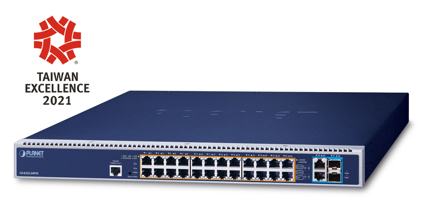 PLANET GS-6322-24P4X network switch Managed L3 10G Ethernet (100/1000/10000) 1U Blue