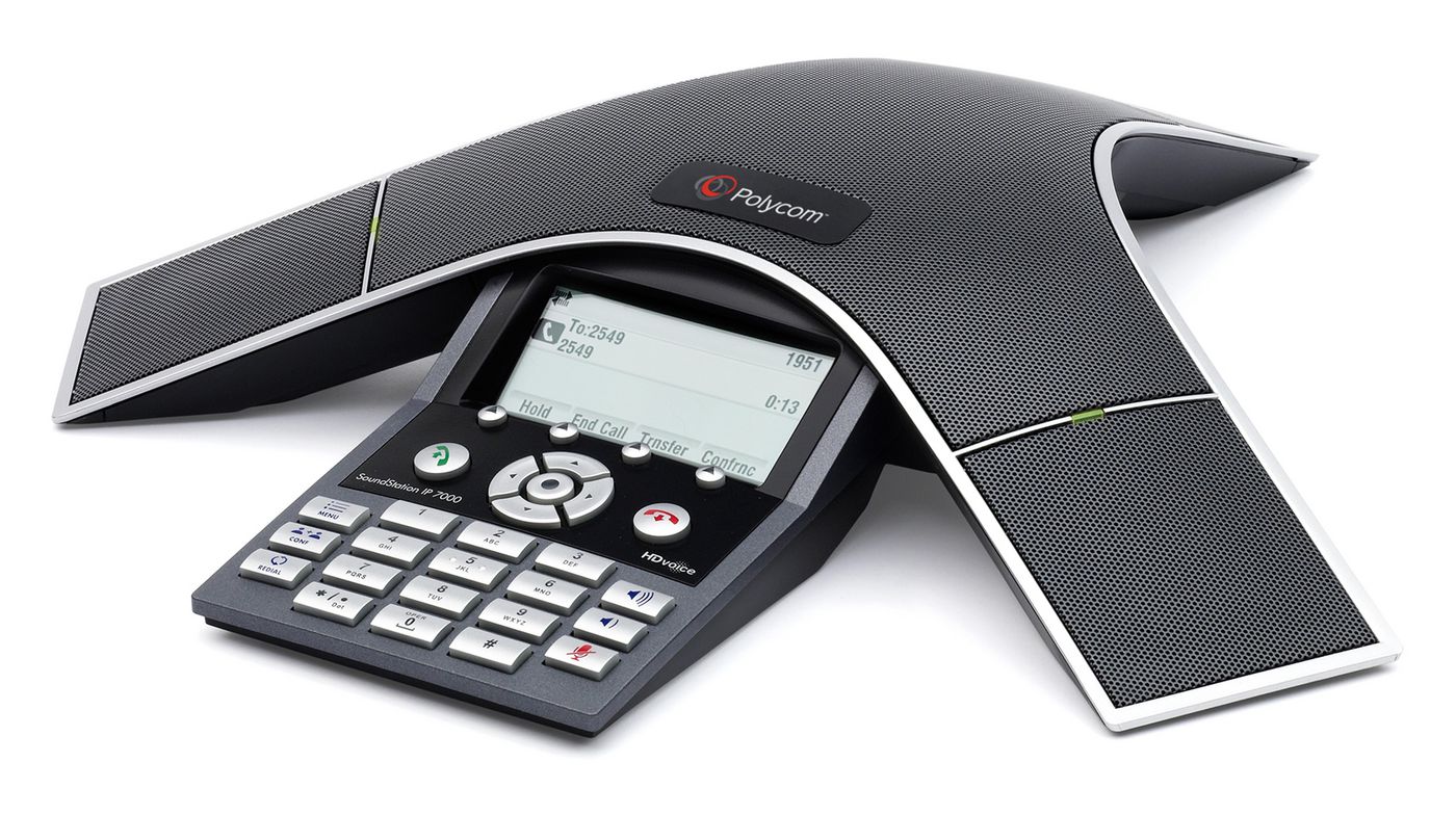 Poly SoundStation IP 7000 (SIP) conference phone. 802.3af Power over Ethernet. Expandable. Includes 25ft/7.6m CAT5 shielded E