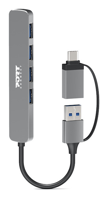 Port Designs 900161 interface hub USB 2.0 Type-A 5000 Mbit/s Silver
